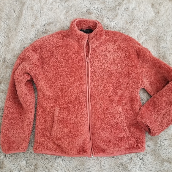 Forever 21 Sherpa Zip-Up Fleece Jacket Size Medium - Picture 1 of 8